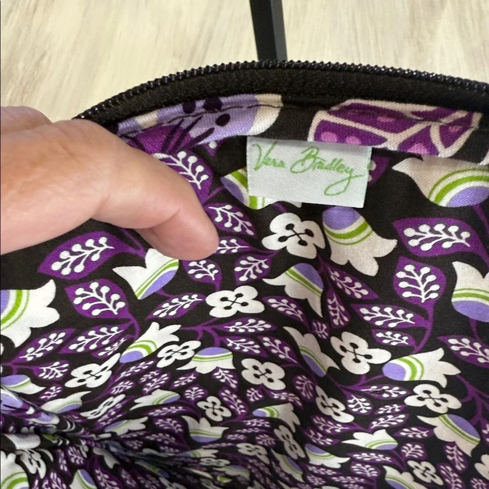 Vera Bradley Purple Plumb Petals Quilted Tech Organizer with Green Accents